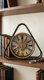 Load image into Gallery viewer, Vintage Roman Numeral Table Clock – Antique World Map Design