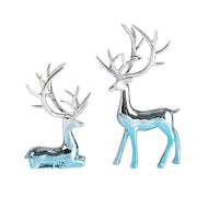 RA Reindeer Figurine Statue Silver And Blue