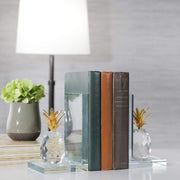 RA Crystal glass with gold pineapple Bookend (S/2)
