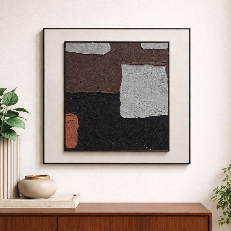 Earth Blocks Textured Abstract Wall Art with Frame
