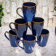 Blue Designer Mugs Set (Set Of 4)