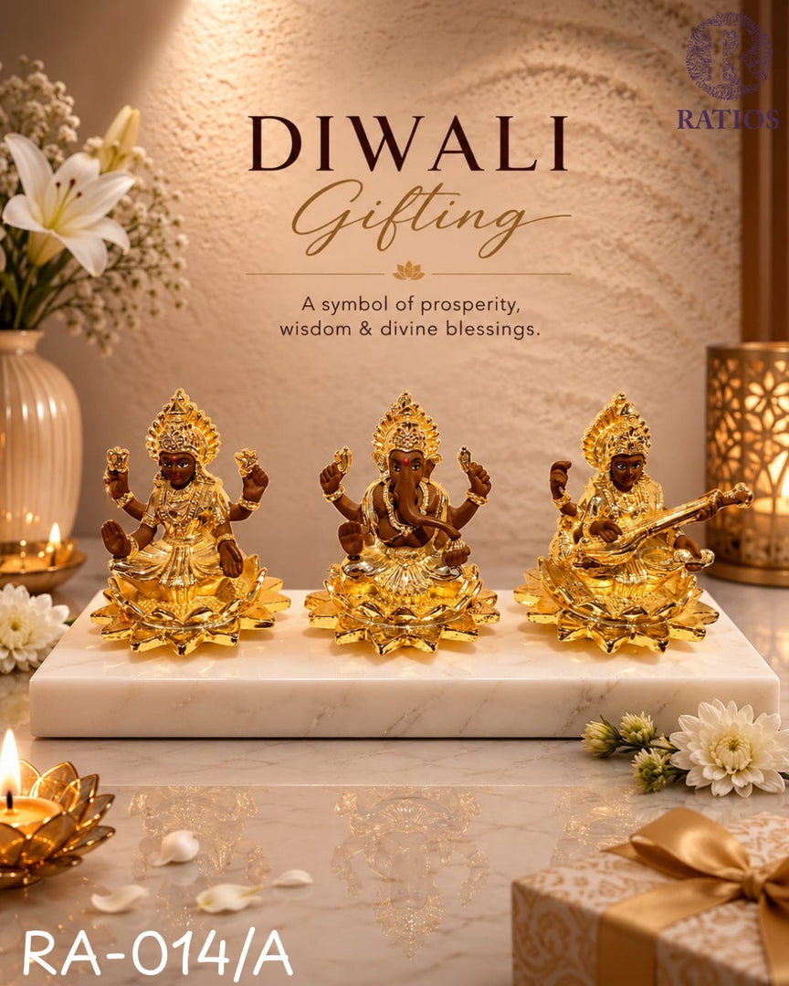 Divine Ganesha, Lakshmi & Saraswati Idol Set