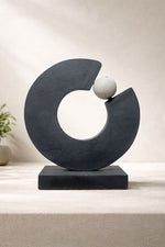 Load image into Gallery viewer, Decorative Sculpture | Tabletop Showpiece  | Rimal Black Wooden Table Accent With Marble