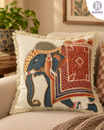 Load image into Gallery viewer, The Royal Airavata Hand-Embroidered Cushion Cover