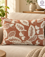 Load image into Gallery viewer, The Rust &amp; Ivory Embroidered Rectangular Cushion Cover