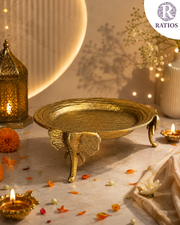 Elephant Leg Gold Decorative Centrepiece Tray