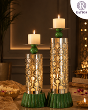 Moroccan Pattern Metal Candle Holder Set of 2