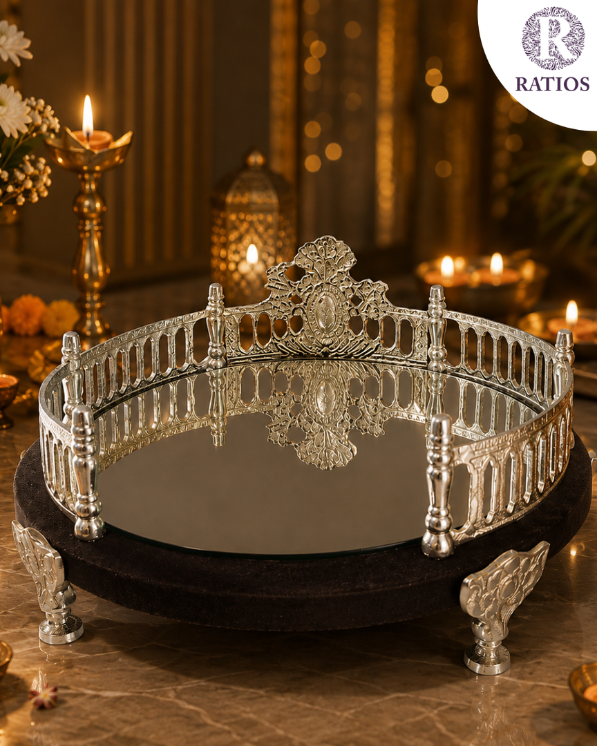Royal Silver Mirrored Decorative Tray