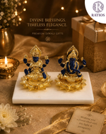 Load image into Gallery viewer, Royal Blue &amp; Gold Lakshmi Ganesh Idol Set