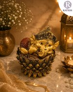 Load image into Gallery viewer, RATIOS Reclining Baby Ganesha on Lotus Bed Idol | Serene Divine Home Decor Showpiece