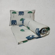 RA Elephant Design White Bedcover