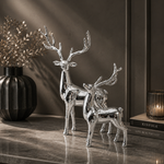 Load image into Gallery viewer, Luxe Silver Deer Figurine Set – Modern Decorative Sculptures