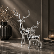 Luxe Silver Deer Figurine Set – Modern Decorative Sculptures