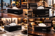 RA Luxurious Black Leather Tissue Box