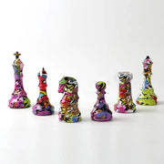Chess Pieces Graffiti Sculpture Set Of 6