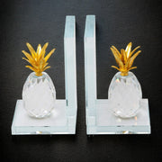 RA Crystal glass with gold pineapple Bookend (S/2)