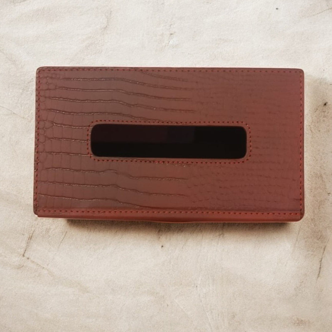 RA Classic Brown Leather Tissue Box