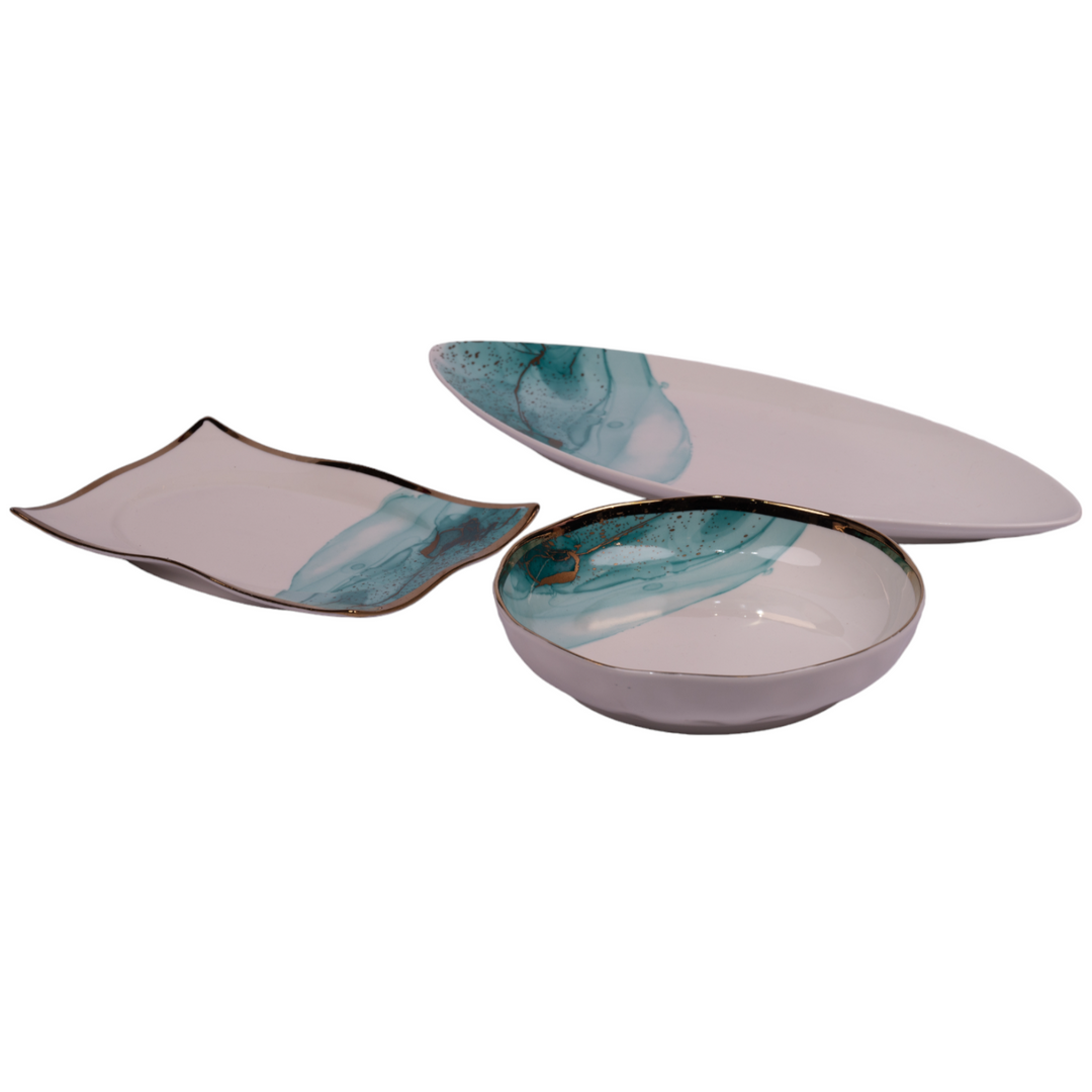 Monet Rectangular Platter in Teal