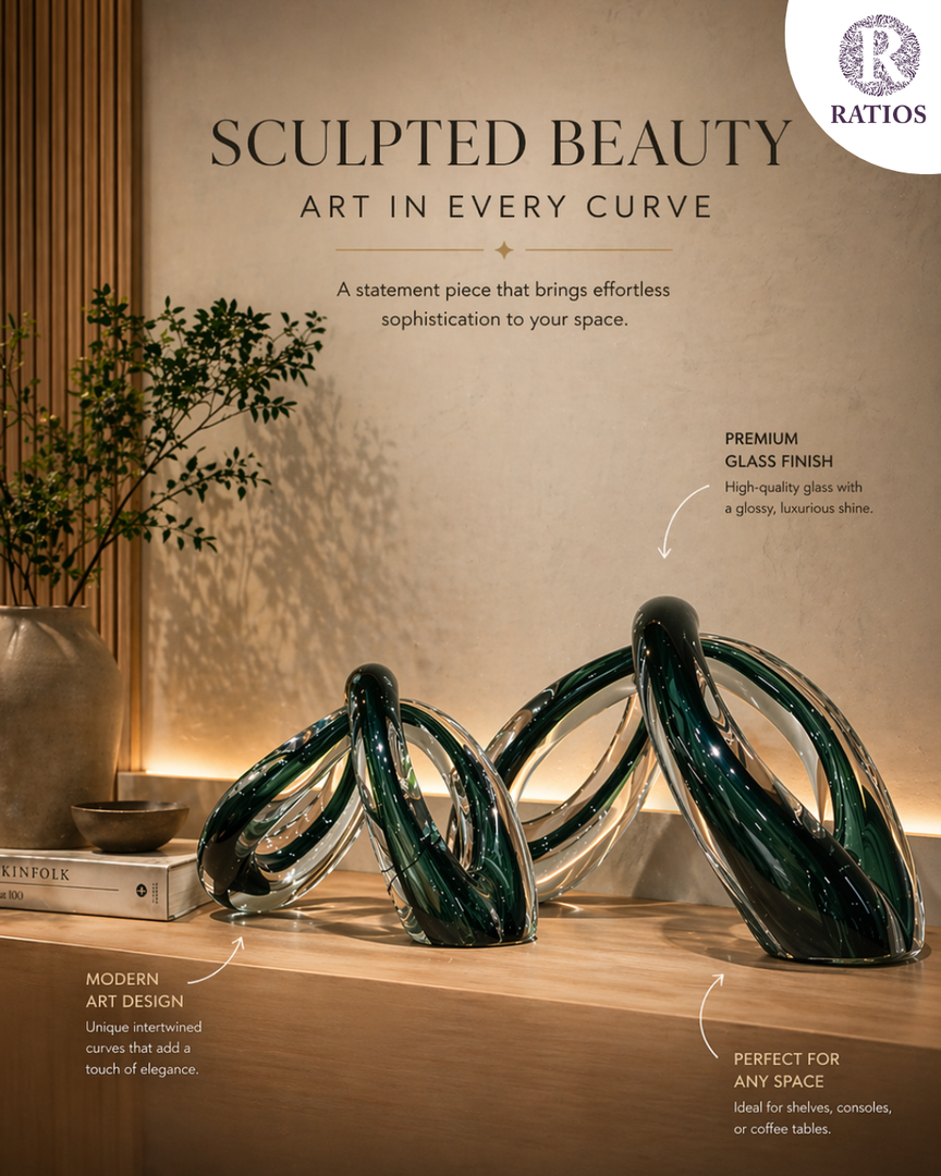 Sculpted Glass Loop Décor – Modern Abstract Art Statement (Premium Finish)
