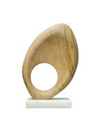 Load image into Gallery viewer, Abstract Wooden Loop Sculpture with Marble Base – Modern Table Decor