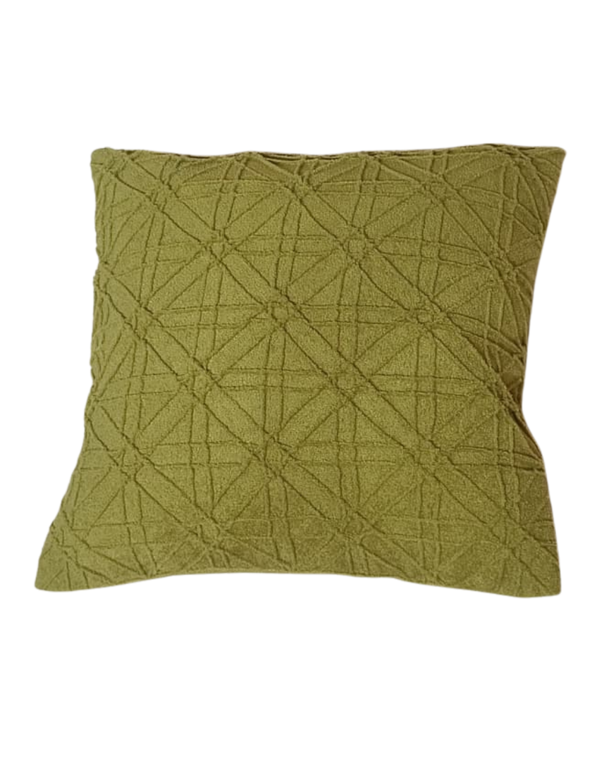 🌿 Olive Green Geometric Textured Cushion Cover&nbsp;