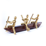 Load image into Gallery viewer, Ratios Brass Finish Rowing Team Sculpture on Wooden Boat