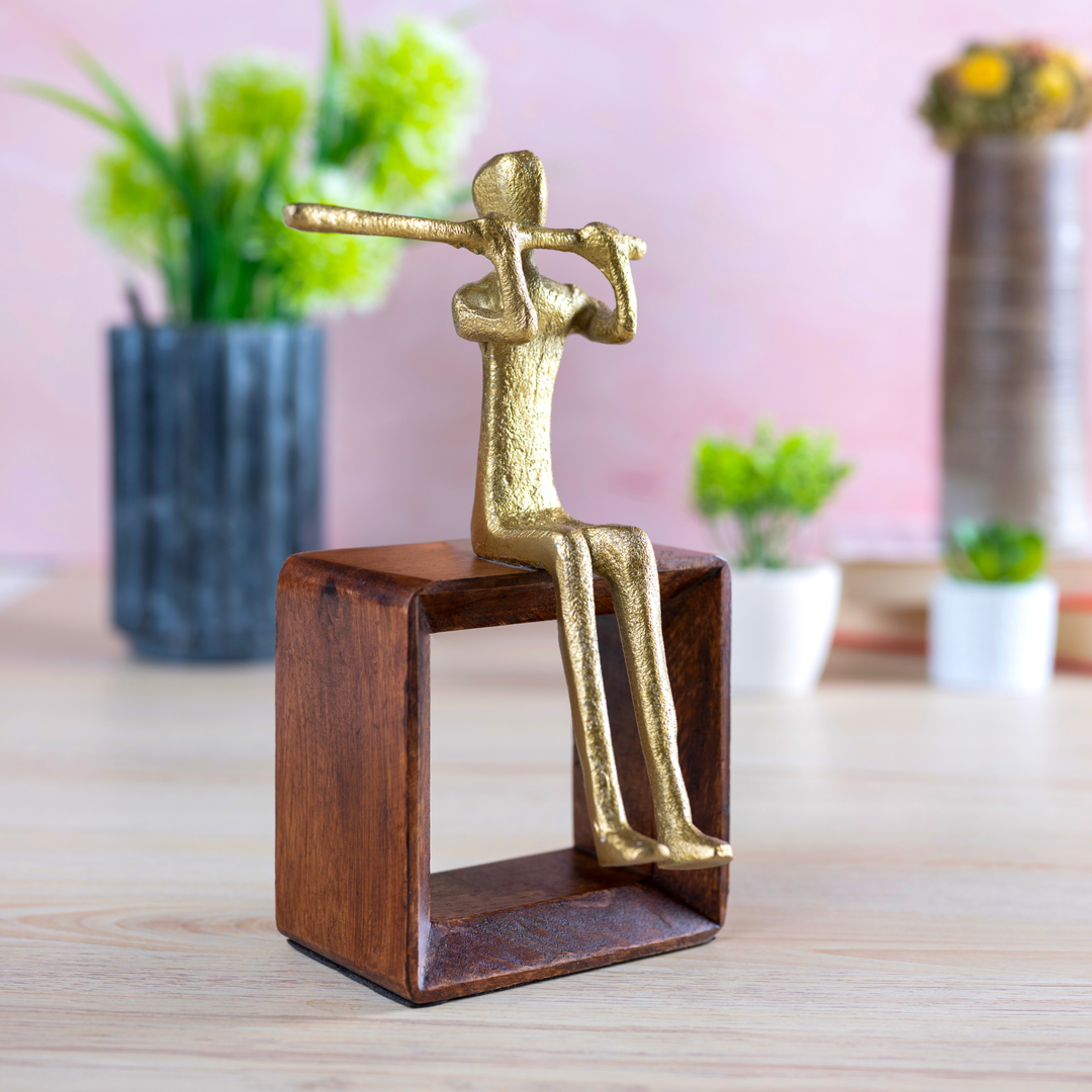 Abstract Musician Sculpture – Flute Player (Small Size)