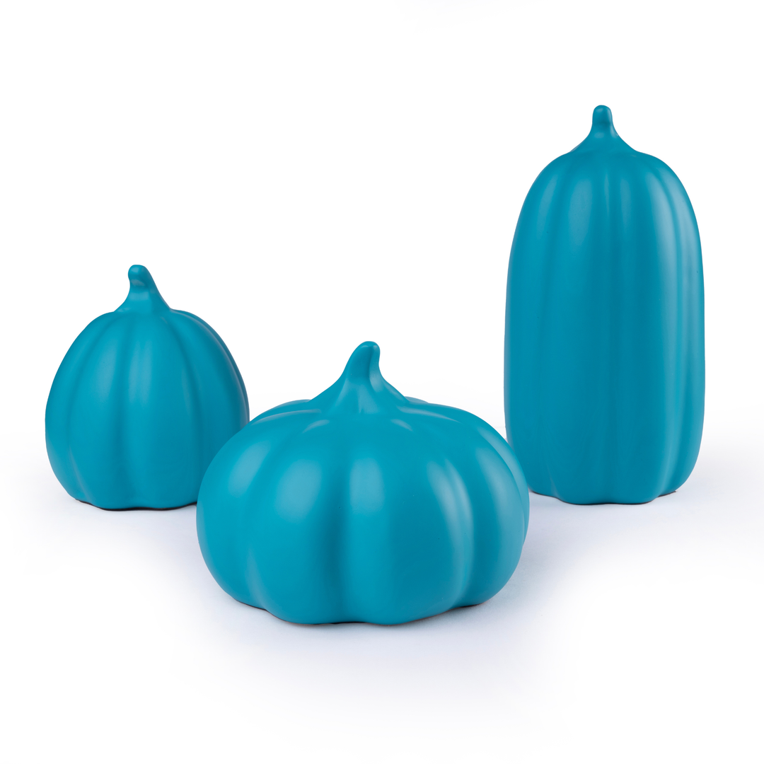 Decorative Pumpkin Accent Set – Set of 3 (Blue)