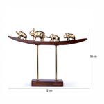Load image into Gallery viewer, Golden Elephant Family Sculpture on Wooden Arc Base