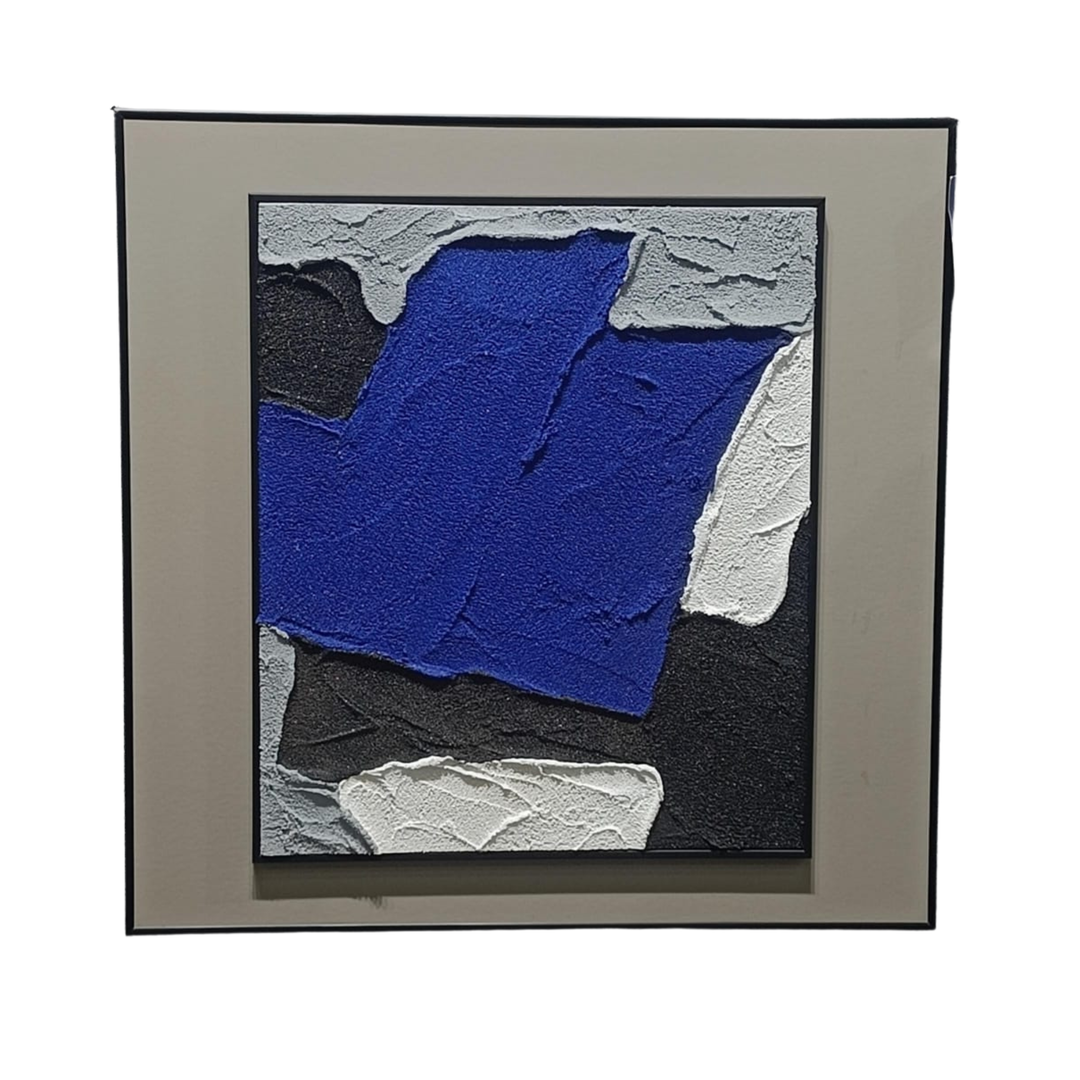 Abstract Blue Texture Wall Art with Frame