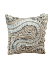 Boho Luxe Hand-Textured Cotton Cushion Cover – Organic Swirl Design