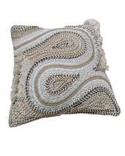 Boho Luxe Hand-Textured Cotton Cushion Cover – Organic Swirl Design