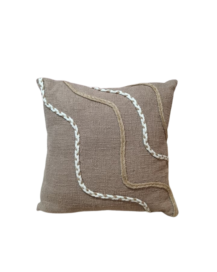 Minimal Boho Textured Cushion Cover – Neutral Wave Design