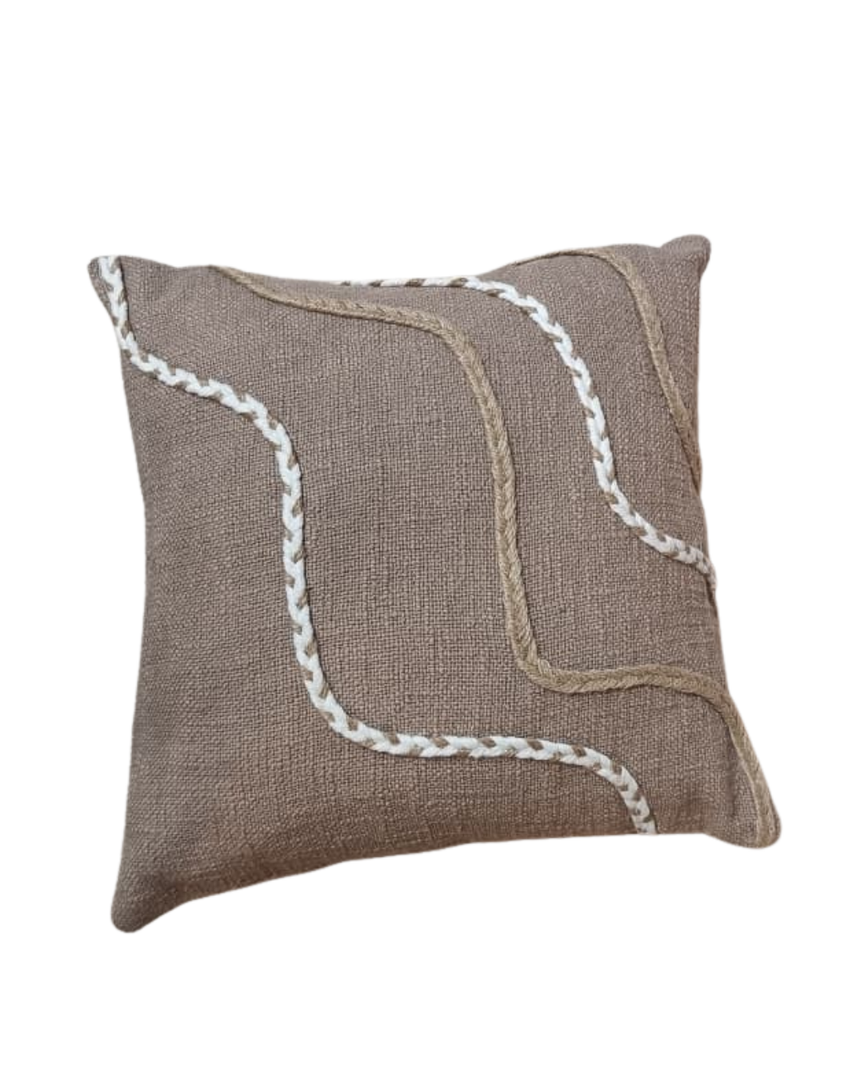 Minimal Boho Textured Cushion Cover – Neutral Wave Design