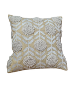 Load image into Gallery viewer, Handcrafted Tufted Floral Cushion Cover – Beige &amp; Ivory