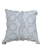 Load image into Gallery viewer, Handcrafted Textured Ivory Cushion Cover with Braided Detail