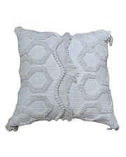 Handcrafted Textured Ivory Cushion Cover with Braided Detail