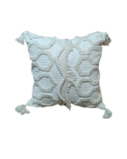 Handcrafted Textured Ivory Cushion Cover with Braided Detail
