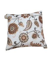 Classic Floral Printed Cushion Cover – Earthy Brown on Ivory Base