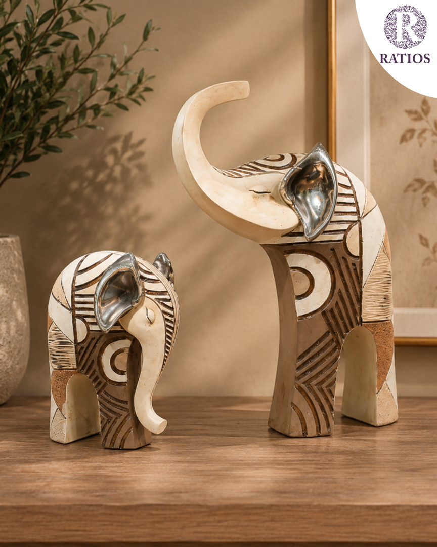 Sculptural Elephant Decorative Figurines – Set of 2