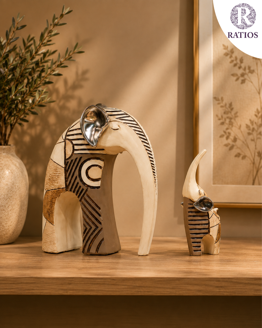 Contemporary Elephant Decorative Figurines – Set of 2
