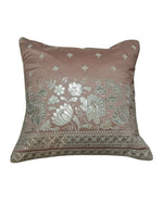 Load image into Gallery viewer, Blush Pink Embroidered Cushion Cover with Floral Border – Elegant Sofa Decor