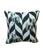 Load image into Gallery viewer, Monochrome Horse Print Cushion Cover – Black &amp; White Decorative Pillow Cover