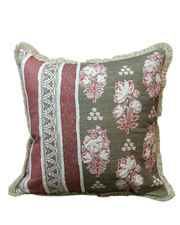 Embroidered Floral Tassel Cushion Cover – Grey