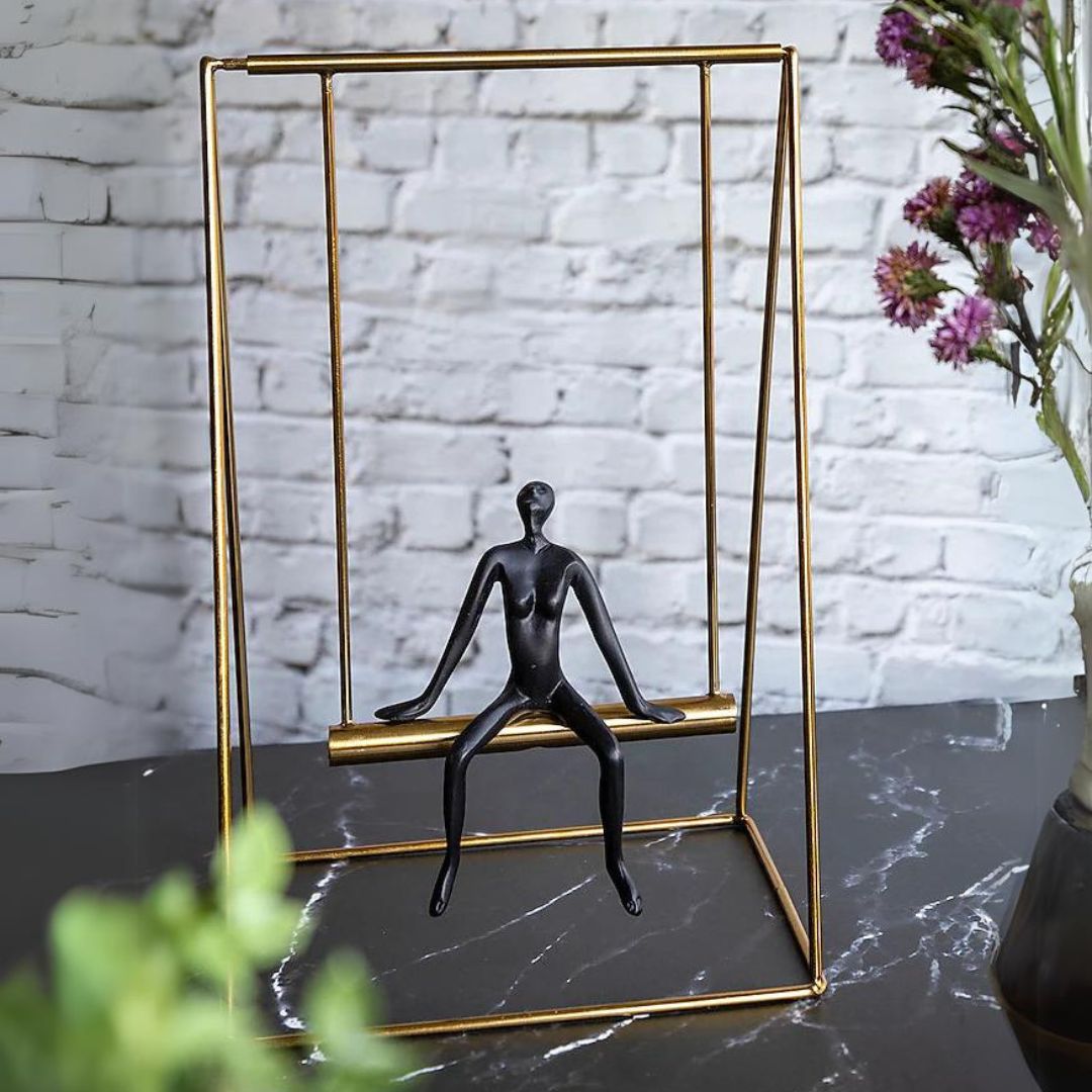 Black & Gold Metal & Polyresin Leisure Man Sculpture