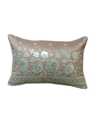 RATIOS Blush Pink Floral Embbroidered Rectangular Cushion Cover with Silver Sequin Detailing
