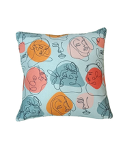 Abstract Face Art Cushion Cover – Pastel Modern Decorative Pillow Cover