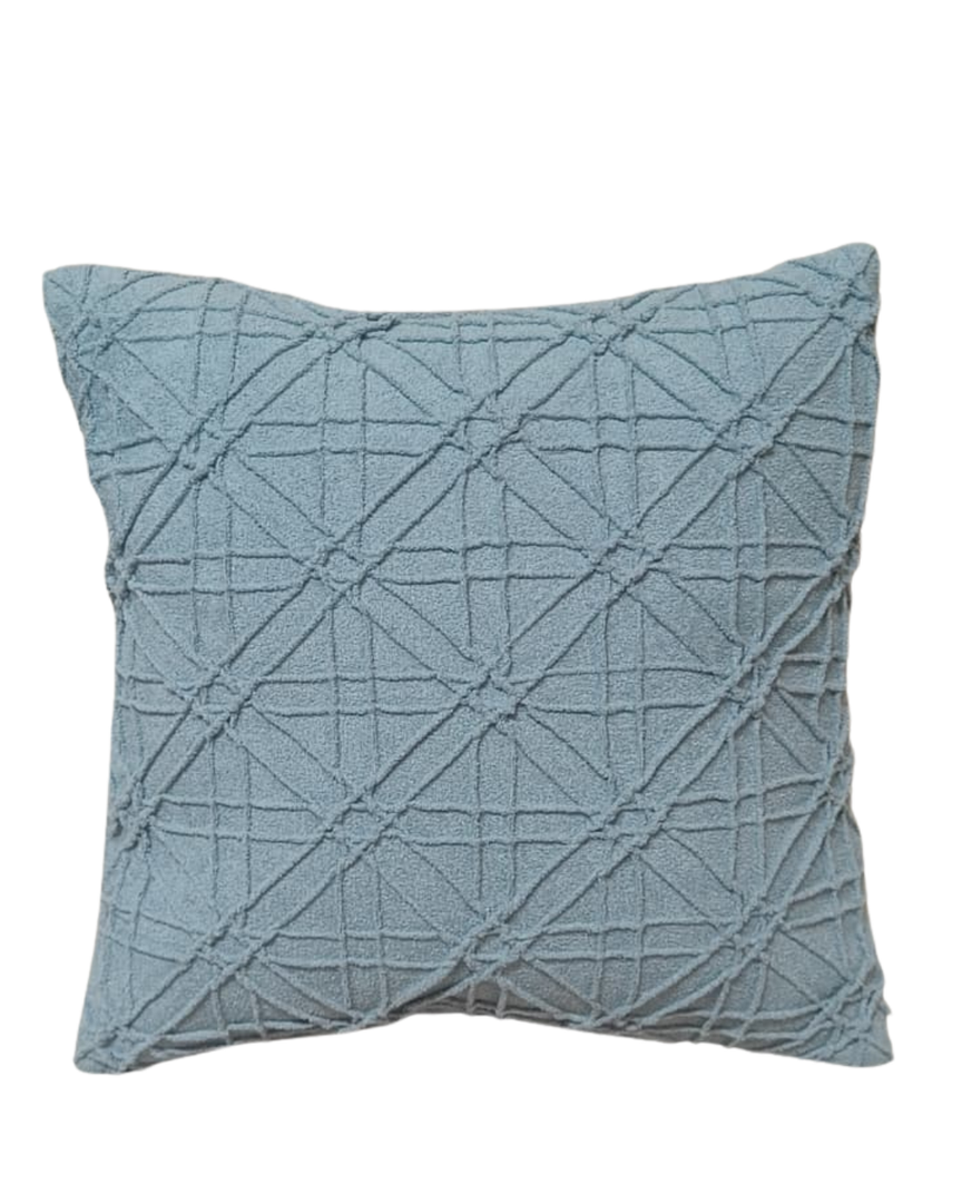 Textured Mist Blue Geometric Cushion Cover
