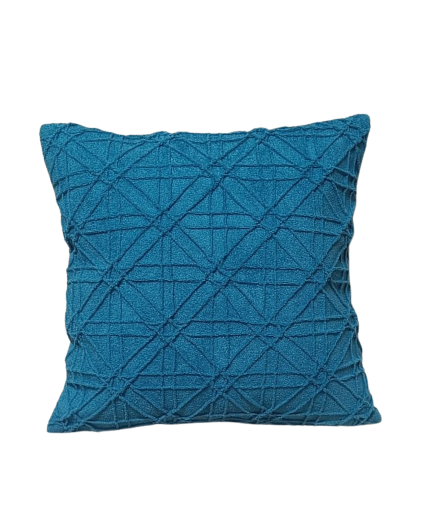 Textured Deep Teal Geometric Cushion Cover