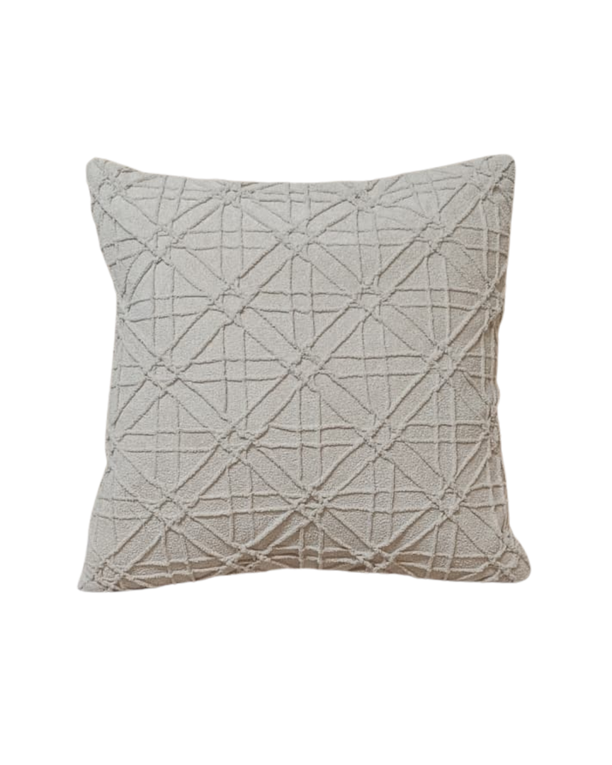 Textured Ivory Geometric Cushion Cover